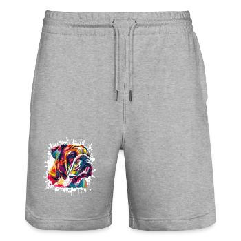 Hund Dog Kunst Graffiti - Stanley/Stella Unisex Bio Joggingshorts Trainer  - Grau meliert - Vorne - Nik (191cm) & Marisol (170cm)