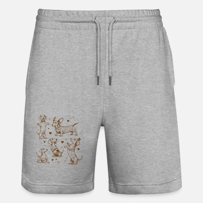 Dackel Dackelhunde Dackel Hund Dackel Dackel - Stanley/Stella Unisex Bio Joggingshorts Trainer  - Grau meliert
