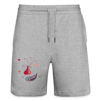 Fleur du Cœur - Short de jogging bio TRAINER Stanley/Stella unisexe - gris chiné - Devant - Nik (191cm) & Marisol (170cm)