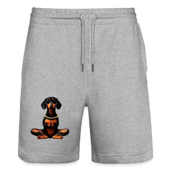Teckel de yoga - Short de jogging bio TRAINER Stanley/Stella unisexe - gris chiné - Devant - Nik (191cm) & Marisol (170cm)