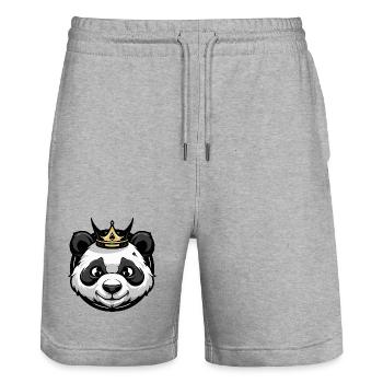 Panda Kopf Krone - Stanley/Stella Unisex Bio Joggingshorts Trainer  - Grau meliert - Vorne - Nik (191cm) & Marisol (170cm)