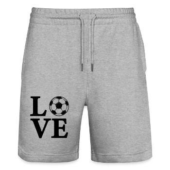 Ich liebe Fußball - Stanley/Stella Unisex Bio Joggingshorts Trainer  - Grau meliert - Vorne - Nik (191cm) & Marisol (170cm)
