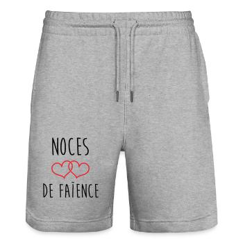 earthenware wedding 9 years of marriage - Stanley/Stella Trainer Unisex Organic Jogging Shorts - heather grey - Front - Nik (191cm) & Marisol (170cm)