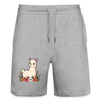 Lama - Stanley/Stella Unisex Bio Joggingshorts Trainer  - Grau meliert - Vorne - Nik (191cm) & Marisol (170cm)