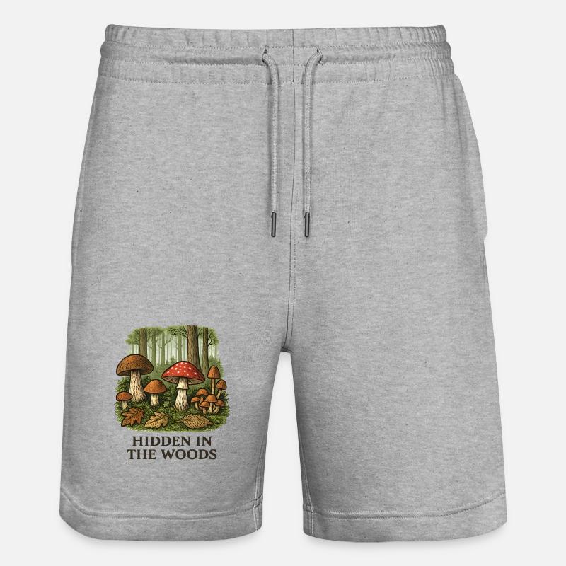 Paysage caché de champignons forestiers - Short de jogging bio TRAINER Stanley/Stella unisexe - gris chiné