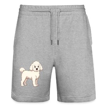 White Poodle - Stanley/Stella Trainer Unisex Organic Jogging Shorts - heather grey - Front - Nik (191cm) & Marisol (170cm)