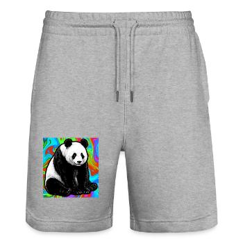 Panda - Stanley/Stella Unisex Bio Joggingshorts Trainer  - Grau meliert - Vorne - Nik (191cm) & Marisol (170cm)