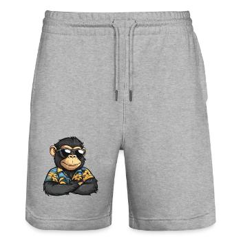 Vacances de bandes dessinées Singe - Short de jogging bio TRAINER Stanley/Stella unisexe - gris chiné - Devant - Nik (191cm) & Marisol (170cm)