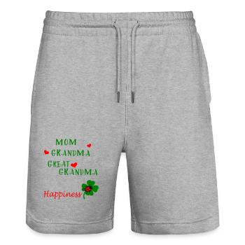 Mom  Grandma - Stanley/Stella Unisex Bio Joggingshorts Trainer  - Grau meliert - Vorne - Nik (191cm) & Marisol (170cm)