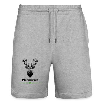 0-Platzhirsch - Stanley/Stella Unisex Bio Joggingshorts Trainer  - Grau meliert - Vorne - Nik (191cm) & Marisol (170cm)