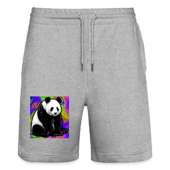 Panda - Stanley/Stella Unisex Bio Joggingshorts Trainer  - Grau meliert - Vorne - Nik (191cm) & Marisol (170cm)