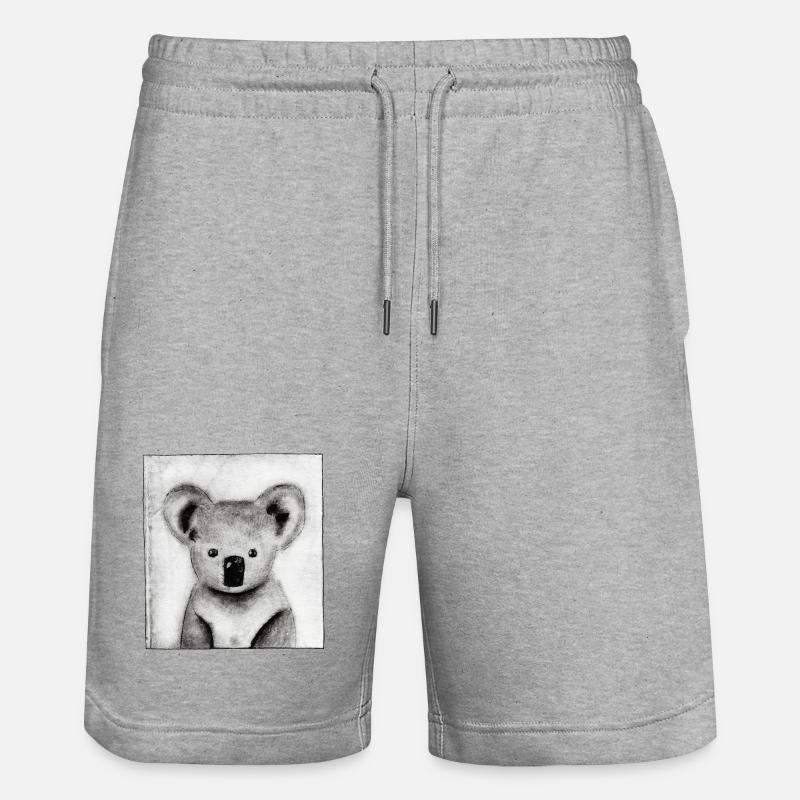 Koala schwarz-weiß - handgeschnitzte Druckvorlage - Stanley/Stella Unisex Bio Joggingshorts Trainer  - Grau meliert
