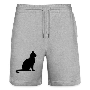 katze - Stanley/Stella Unisex Bio Joggingshorts Trainer  - Grau meliert - Vorne - Nik (191cm) & Marisol (170cm)