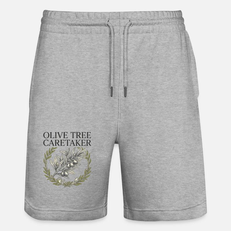 Olive Tree Caretaker - Stanley/Stella Trainer Unisex Organic Jogging Shorts - heather grey