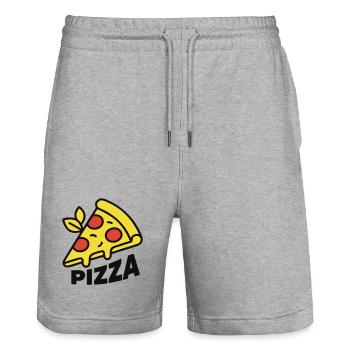 Pizza Piece Lettering Italy Pizzeria - Stanley/Stella Trainer Unisex Organic Jogging Shorts - heather grey - Front - Nik (191cm) & Marisol (170cm)