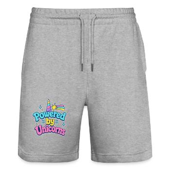 Süßes Einhorngeschenk, angetrieben von Einhörnern für Frauen - Stanley/Stella Unisex Bio Joggingshorts Trainer  - Grau meliert - Vorne - Nik (191cm) & Marisol (170cm)