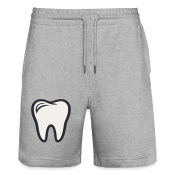 Dentiste - Dentiste Dentisterie Dentisterie Dentisterie Denterie Fée des dents - Short de jogging bio TRAINER Stanley/Stella unisexe - gris chiné - Devant - Nik (191cm) & Marisol (170cm)