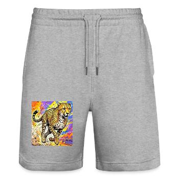 cheetah - Stanley/Stella Trainer Unisex Organic Jogging Shorts - heather grey - Front - Nik (191cm) & Marisol (170cm)