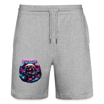 Neon Rush Neon-Ninja Roboter - Stanley/Stella Unisex Bio Joggingshorts Trainer  - Grau meliert - Vorne - Nik (191cm) & Marisol (170cm)