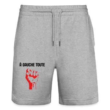 à Gauche Toute  humour politique élection 2027 LFI - Short de jogging bio TRAINER Stanley/Stella unisexe - gris chiné - Devant - Nik (191cm) & Marisol (170cm)