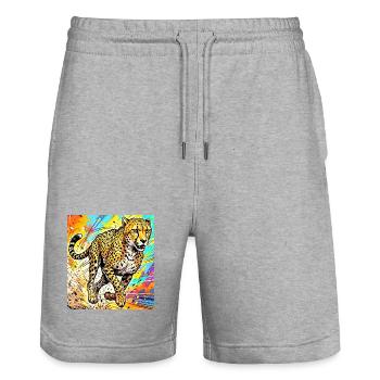 guépard - Short de jogging bio TRAINER Stanley/Stella unisexe - gris chiné - Devant - Nik (191cm) & Marisol (170cm)