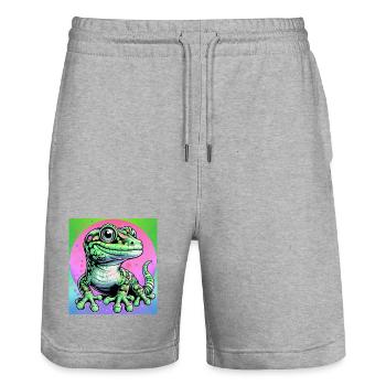 Gecko - Short de jogging bio TRAINER Stanley/Stella unisexe - gris chiné - Devant - Nik (191cm) & Marisol (170cm)
