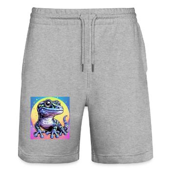 Gecko - Stanley/Stella Trainer Unisex Organic Jogging Shorts - heather grey - Front - Nik (191cm) & Marisol (170cm)