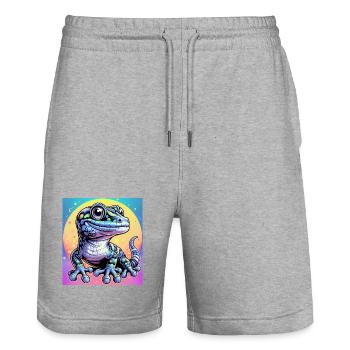 Gecko - Stanley/Stella Unisex Bio Joggingshorts Trainer  - Grau meliert - Vorne - Nik (191cm) & Marisol (170cm)