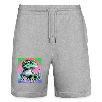 Gecko - Stanley/Stella Unisex Bio Joggingshorts Trainer  - Grau meliert - Vorne - Nik (191cm) & Marisol (170cm)