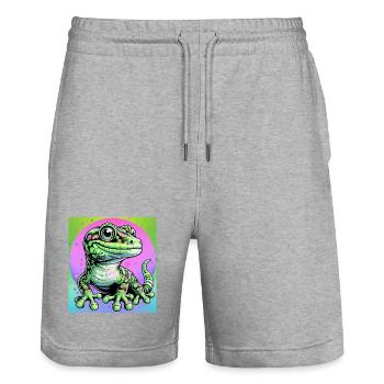 Gecko - Stanley/Stella Trainer Unisex Organic Jogging Shorts - heather grey - Front - Nik (191cm) & Marisol (170cm)