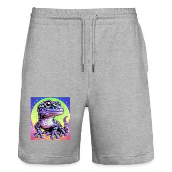 Gecko - Stanley/Stella Unisex Bio Joggingshorts Trainer  - Grau meliert - Vorne - Nik (191cm) & Marisol (170cm)