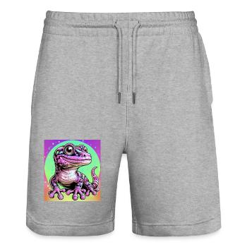 Gecko - Stanley/Stella Unisex Bio Joggingshorts Trainer  - Grau meliert - Vorne - Nik (191cm) & Marisol (170cm)