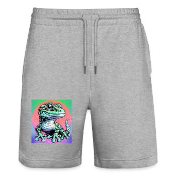 Gecko - Stanley/Stella Unisex Bio Joggingshorts Trainer  - Grau meliert - Vorne - Nik (191cm) & Marisol (170cm)