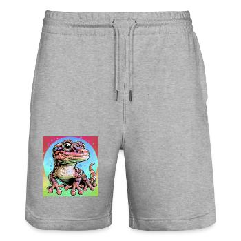 Gecko - Stanley/Stella Unisex Bio Joggingshorts Trainer  - Grau meliert - Vorne - Nik (191cm) & Marisol (170cm)