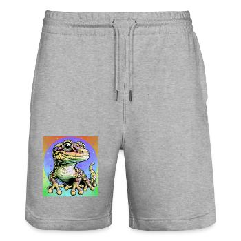 Gecko - Stanley/Stella Unisex Bio Joggingshorts Trainer  - Grau meliert - Vorne - Nik (191cm) & Marisol (170cm)