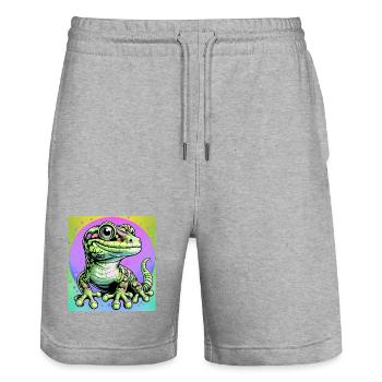 Gecko - Stanley/Stella Unisex Bio Joggingshorts Trainer  - Grau meliert - Vorne - Nik (191cm) & Marisol (170cm)