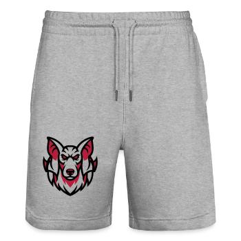 Weisser Wolf Maskottchen - Stanley/Stella Unisex Bio Joggingshorts Trainer  - Grau meliert - Vorne - Nik (191cm) & Marisol (170cm)