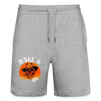 Skull Sunset Tobacco - Stanley/Stella Unisex Bio Joggingshorts Trainer  - Grau meliert - Vorne - Nik (191cm) & Marisol (170cm)