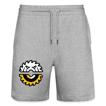 Kreissaege Gesicht Grafik - Stanley/Stella Unisex Bio Joggingshorts Trainer  - Grau meliert - Vorne - Nik (191cm) & Marisol (170cm)