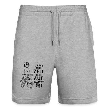 Abenteuerkatze auf Tour Keine Zeit - Stanley/Stella Unisex Bio Joggingshorts Trainer  - Grau meliert - Vorne - Nik (191cm) & Marisol (170cm)