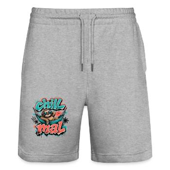 Chill Mal  Cooles Faultier Graffiti Design - Stanley/Stella Unisex Bio Joggingshorts Trainer  - Grau meliert - Vorne - Nik (191cm) & Marisol (170cm)