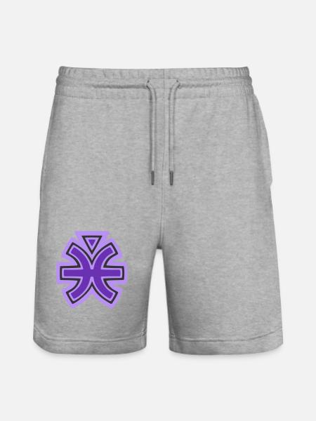 Pisces and Water Tribal Symbol - Stanley/Stella Trainer Unisex Organic Jogging Shorts - heather grey