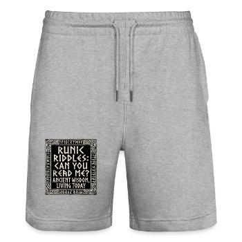 Écriture runique germanique - Short de jogging bio TRAINER Stanley/Stella unisexe - gris chiné - Devant - Nik (191cm) & Marisol (170cm)