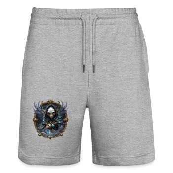 Blue Mystic with Ornate Wings - Stanley/Stella Trainer Unisex Organic Jogging Shorts - heather grey - Front - Nik (191cm) & Marisol (170cm)