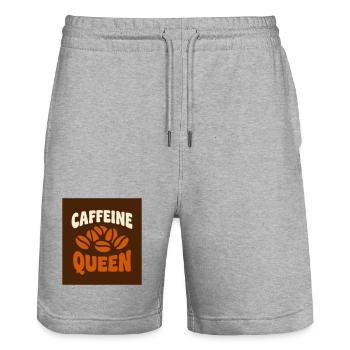 Graphique Café Caffeine Queen - Short de jogging bio TRAINER Stanley/Stella unisexe - gris chiné - Devant - Nik (191cm) & Marisol (170cm)
