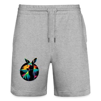 Känguru-Porträt - Stanley/Stella Unisex Bio Joggingshorts Trainer  - Grau meliert - Vorne - Nik (191cm) & Marisol (170cm)