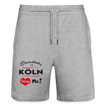 Cologne City Urban T-Shirt City Heimatliebe Town - Stanley/Stella Trainer Unisex Organic Jogging Shorts - heather grey - Front - Nik (191cm) & Marisol (170cm)