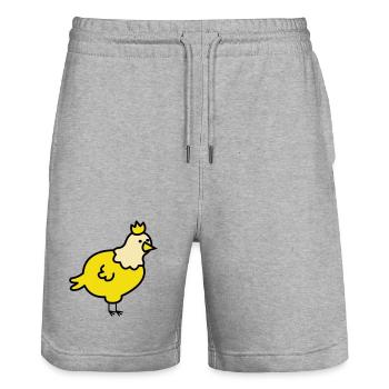 Dessin animé du Poussin Royal - Short de jogging bio TRAINER Stanley/Stella unisexe - gris chiné - Devant - Nik (191cm) & Marisol (170cm)