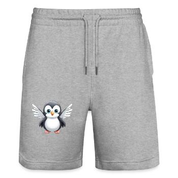 Ange pingouin mignon - Short de jogging bio TRAINER Stanley/Stella unisexe - gris chiné - Devant - Nik (191cm) & Marisol (170cm)