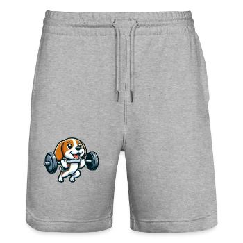 Force d’entraînement d’haltérophilie Beagle - Short de jogging bio TRAINER Stanley/Stella unisexe - gris chiné - Devant - Nik (191cm) & Marisol (170cm)